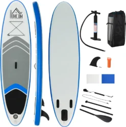 HOMCOM Aufblasbares Surfbrett Surfboard Stand Up Board Mit Paddel Rutschfest Inkl. Ausrüstung PVC EVA 305 X 80 X 15 Cm