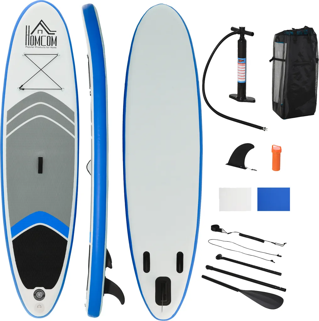HOMCOM Aufblasbares Surfbrett Surfboard Stand Up Board Mit Paddel Rutschfest Inkl. Ausrüstung PVC EVA 305 X 80 X 15 Cm 1 HOMCOM Aufblasbares Surfbrett Surfboard Stand Up Board Mit Paddel Rutschfest Inkl. Ausrüstung PVC EVA 305 X 80 X 15 Cm